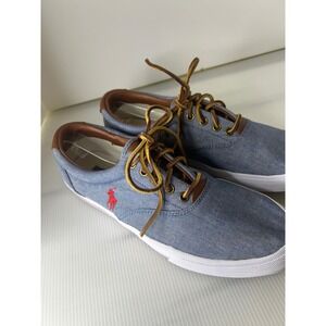 Polo Ralph Lauren Men Denim Canvas Casual Lace Up Sneakers Shoes Red Pony size11